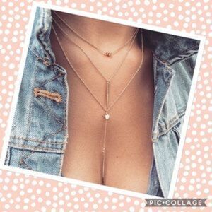 3 layer geometric choker necklace